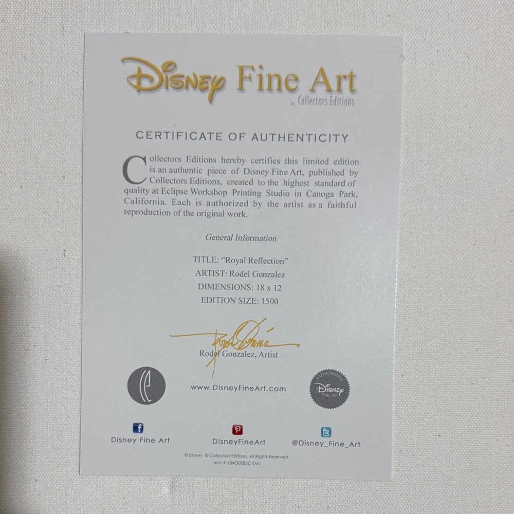 Royal Reflection Rodel Gonzalez Disney rare Ltd Edition canvas Cinderella Castle - Picture 2 of 2